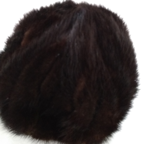 Dark mink fur hat dome crown